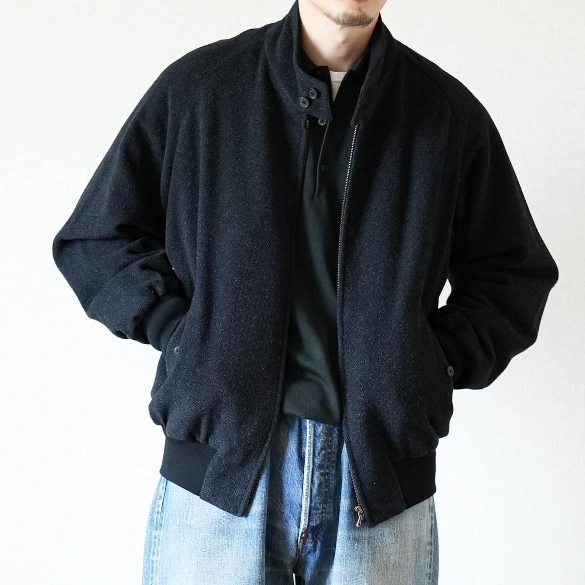 SILK CASHMERE TWEED HARRINGTON JACKET