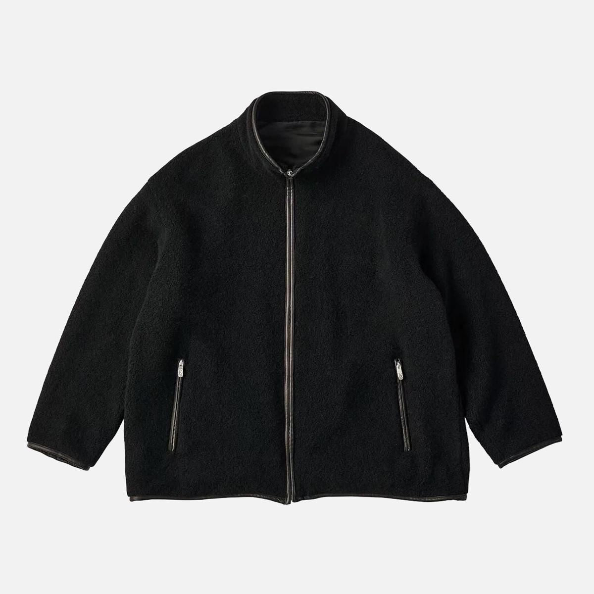 CASHMERE ZIP UP JACKET W / LEATHER PIPING (ENTREFINO)