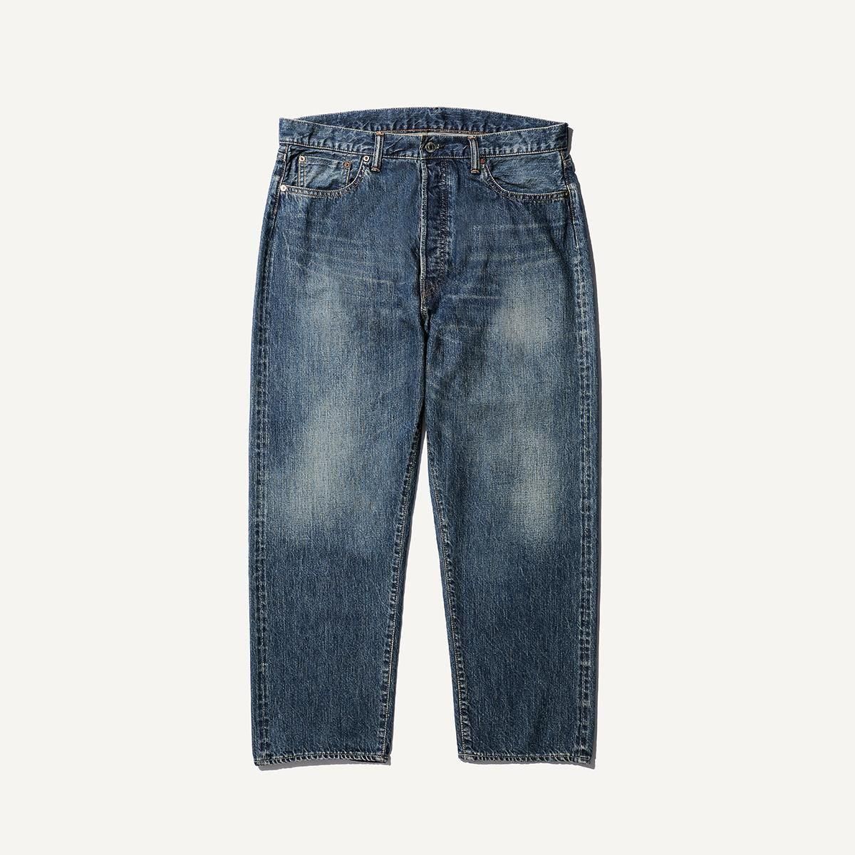 Washed denim wide pants
