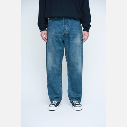 Washed denim wide pants