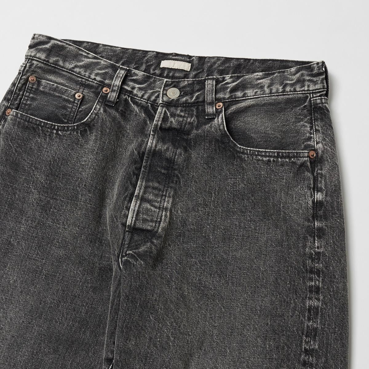 VINTAGE WASHED SELVEDGE BLACK DENIM 5P PANTS