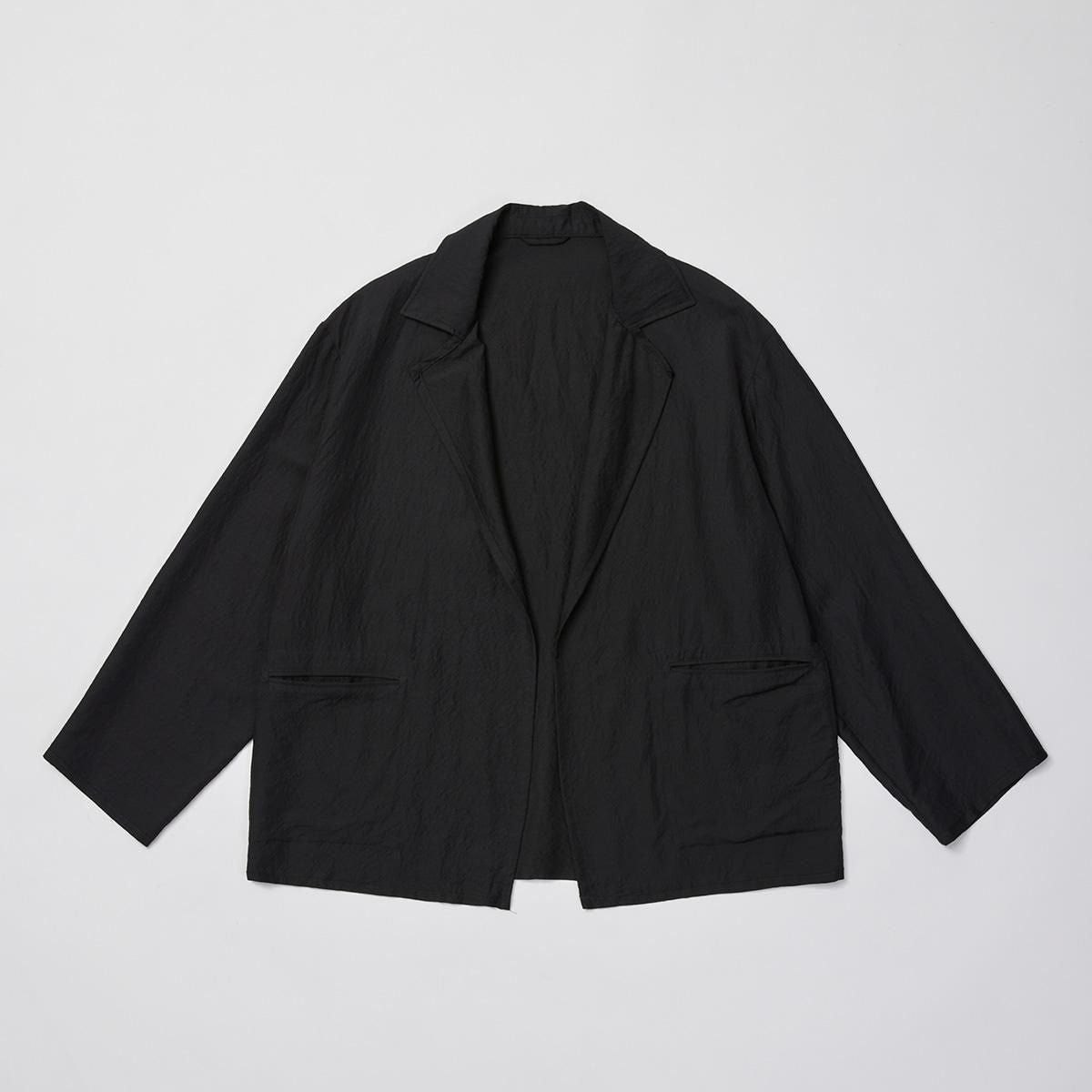 WASHED WOOL SILK TWILL SH-JKT(BLACK)