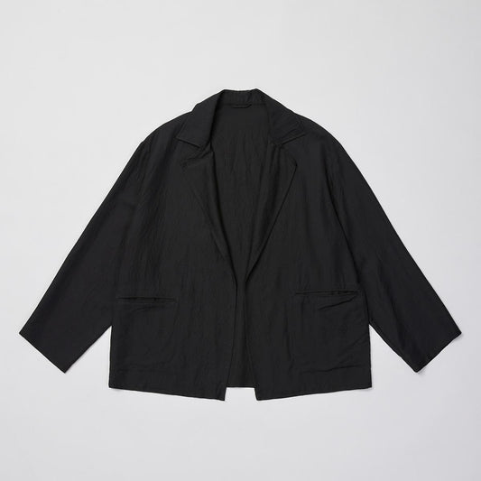WASHED WOOL SILK TWILL SH-JKT(BLACK)