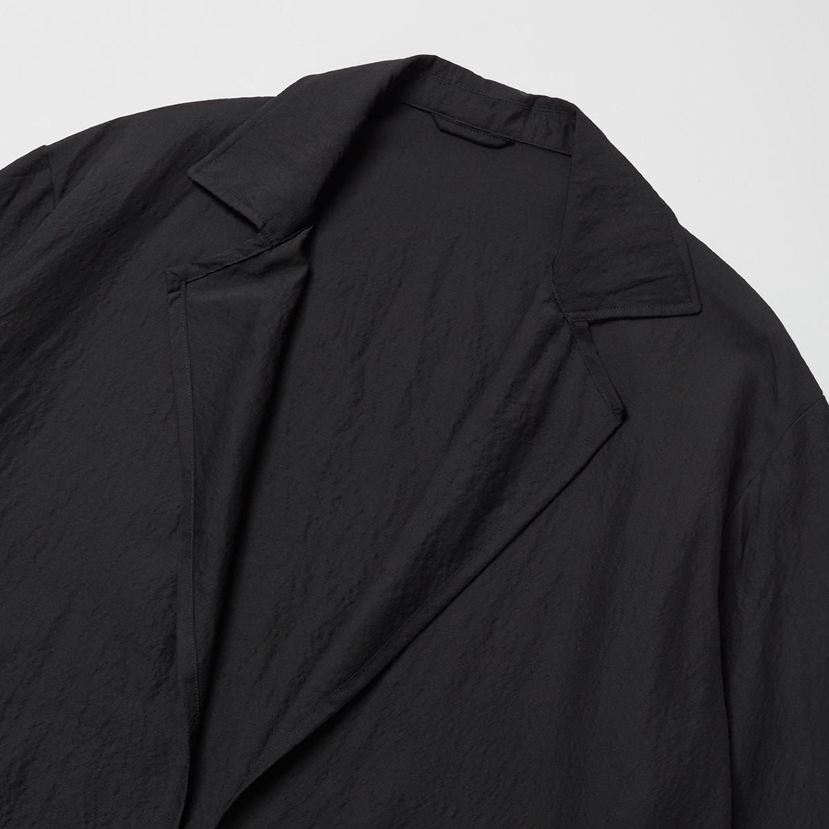 WASHED WOOL SILK TWILL SH-JKT(BLACK)