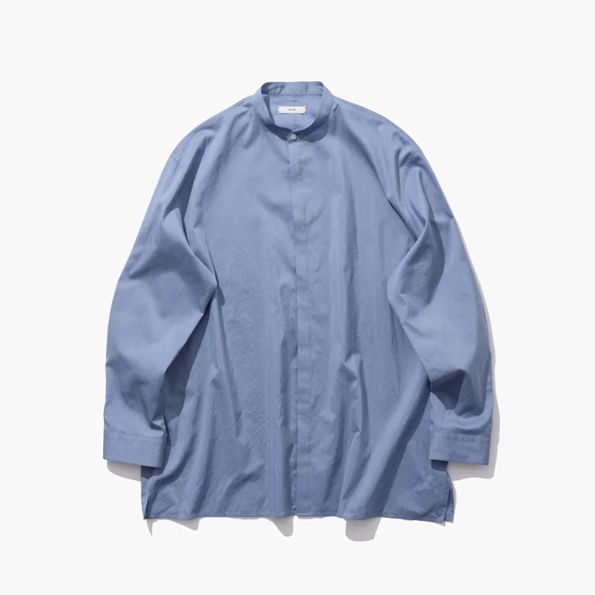 COTTON SILK STAND COLLAR SHIRT