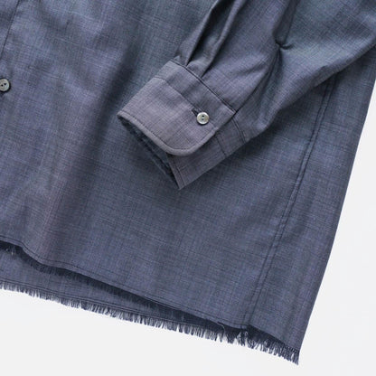 OPEN COLLAR FRINGE HWOOL SILK