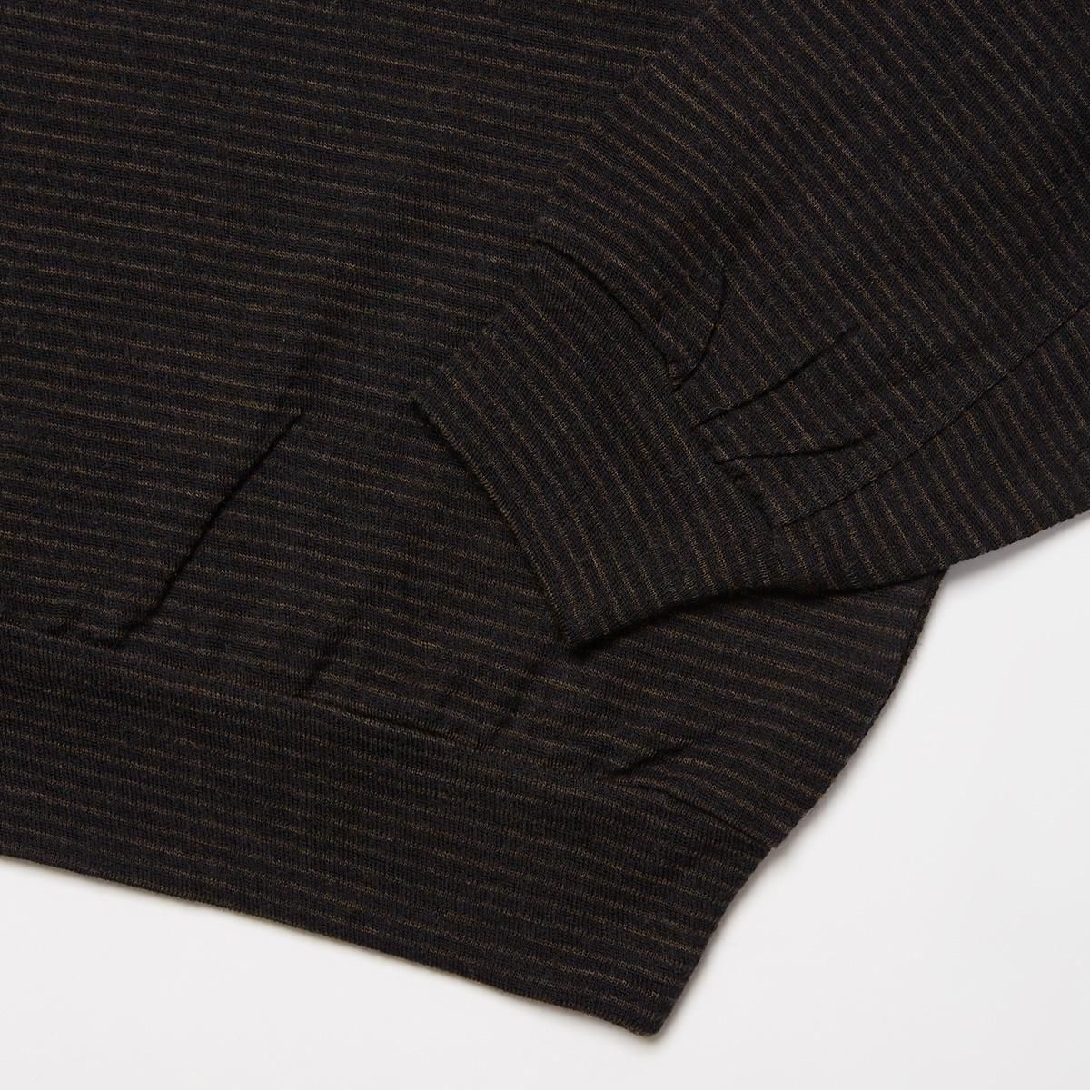 SUPER FINE WOOL COTTON TURTLE-NECK TOP (BROWN × BLACK)
