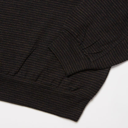 SUPER FINE WOOL COTTON TURTLE-NECK TOP (BROWN × BLACK)