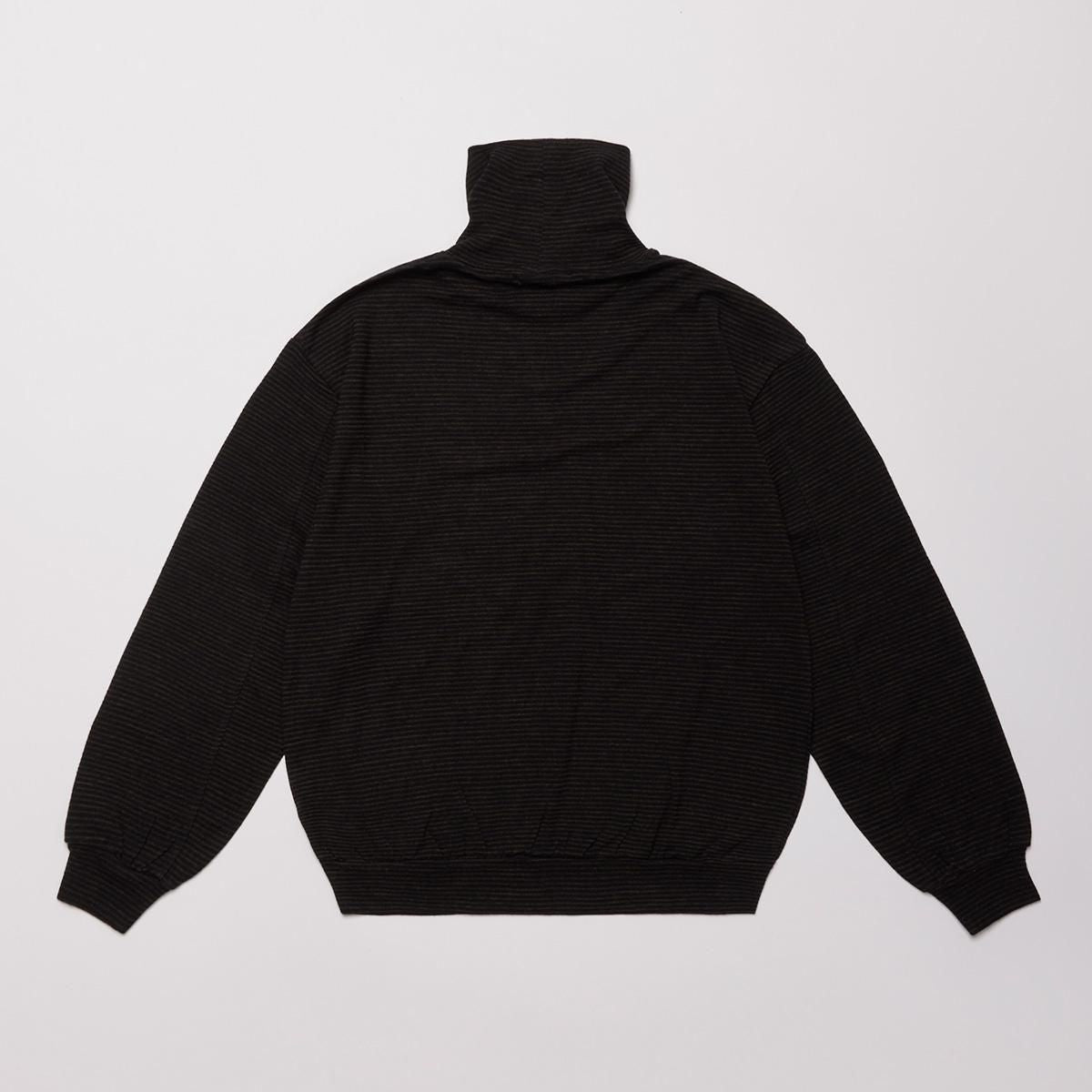SUPER FINE WOOL COTTON TURTLE-NECK TOP (BROWN × BLACK)