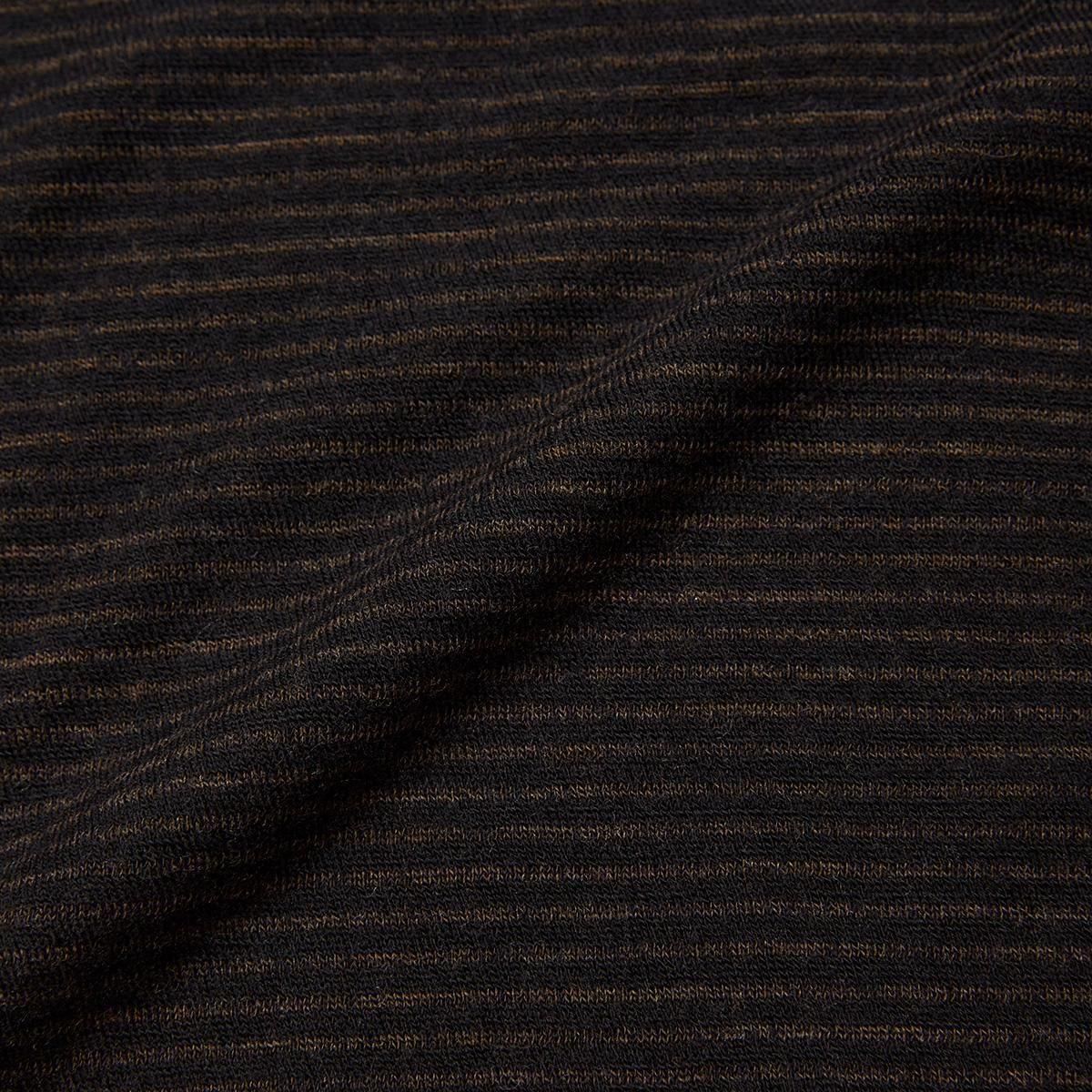 SUPER FINE WOOL COTTON TURTLE-NECK TOP (BROWN × BLACK)