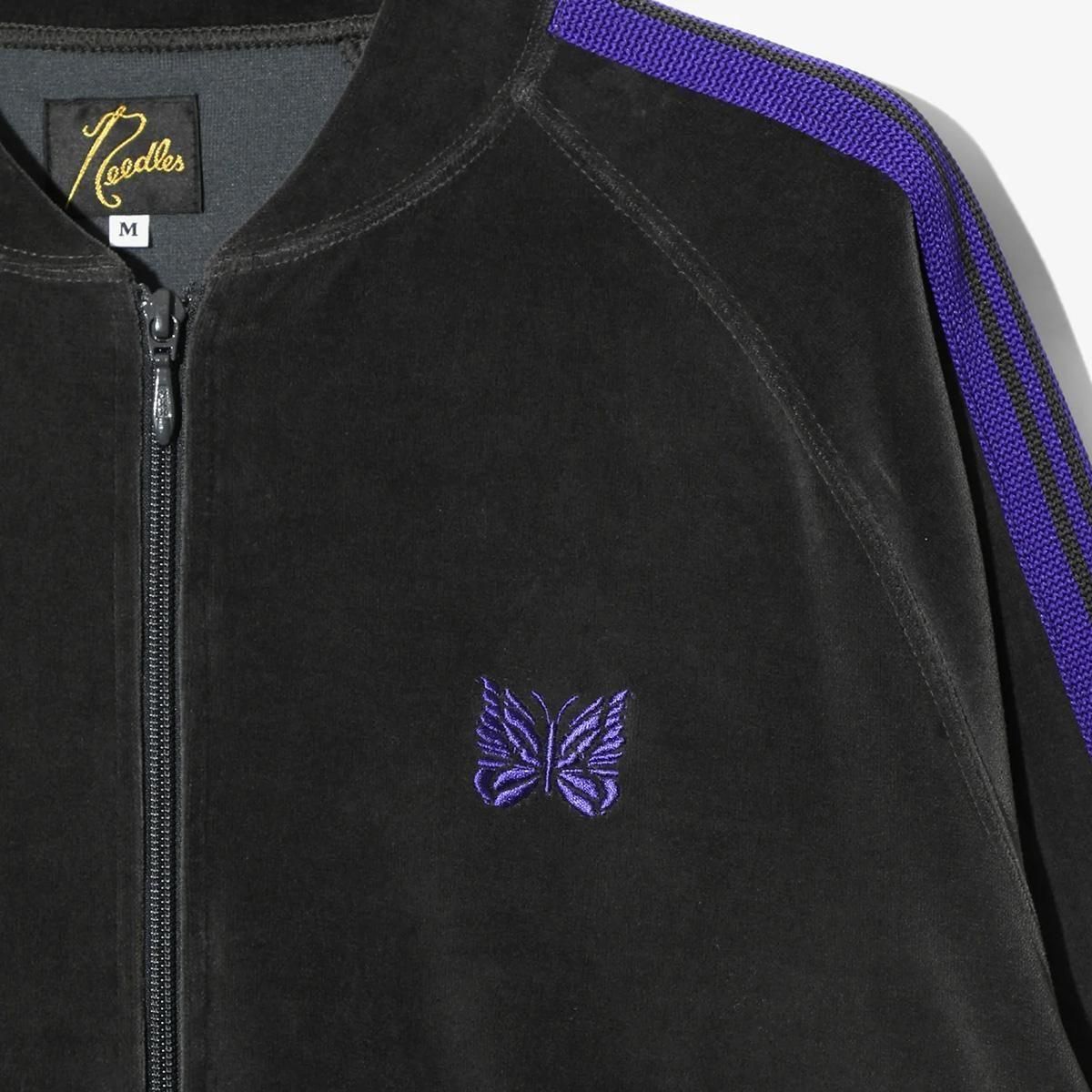 RIB COLLAR TRACK JACKET - C/PE VELOUR