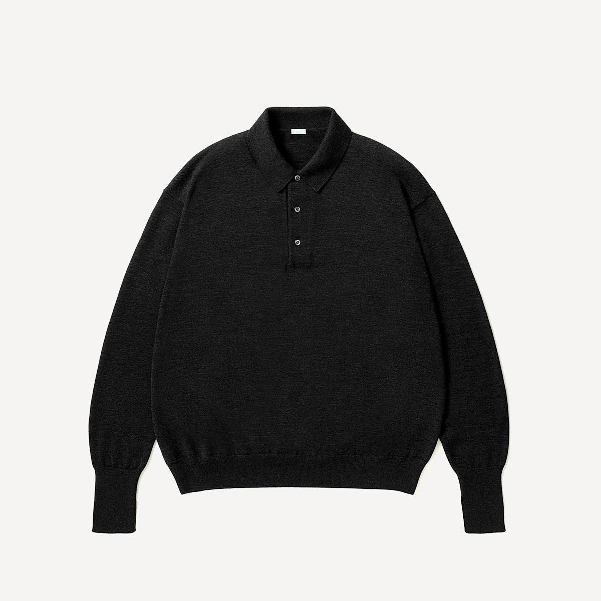 WOOL KNIT L/S POLO SHIRTS