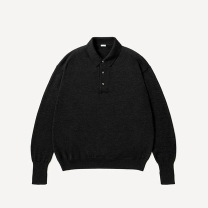 WOOL KNIT L/S POLO SHIRTS