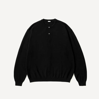 WOOL KNIT HENLEY NECK SWEATER