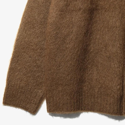 MOHAIR CREWNECK CARDIGAN - SOLID