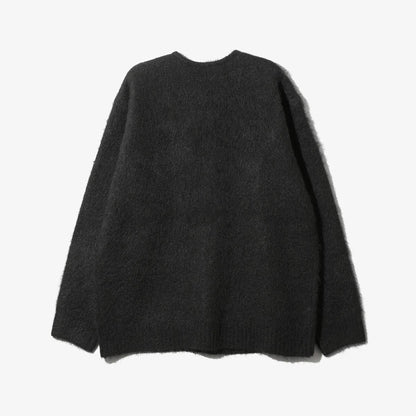 MOHAIR CREWNECK CARDIGAN - SOLID